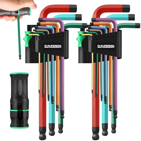 SAKSIAPRO 19-Piece Allen Wrench Set - Metric & SAE Ball End T-Handle Hex Keys