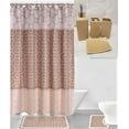 thumbnail image 1 of 19 Piece Bathroom Set 2 Rugs Mats Non Slip 1 Fabric Shower Curtain 12 Fabric Rings 4 Piece Ceramic Accesories Different Styles And Colors For Home Bath Decor Diamond Taupe White, 1 of 2