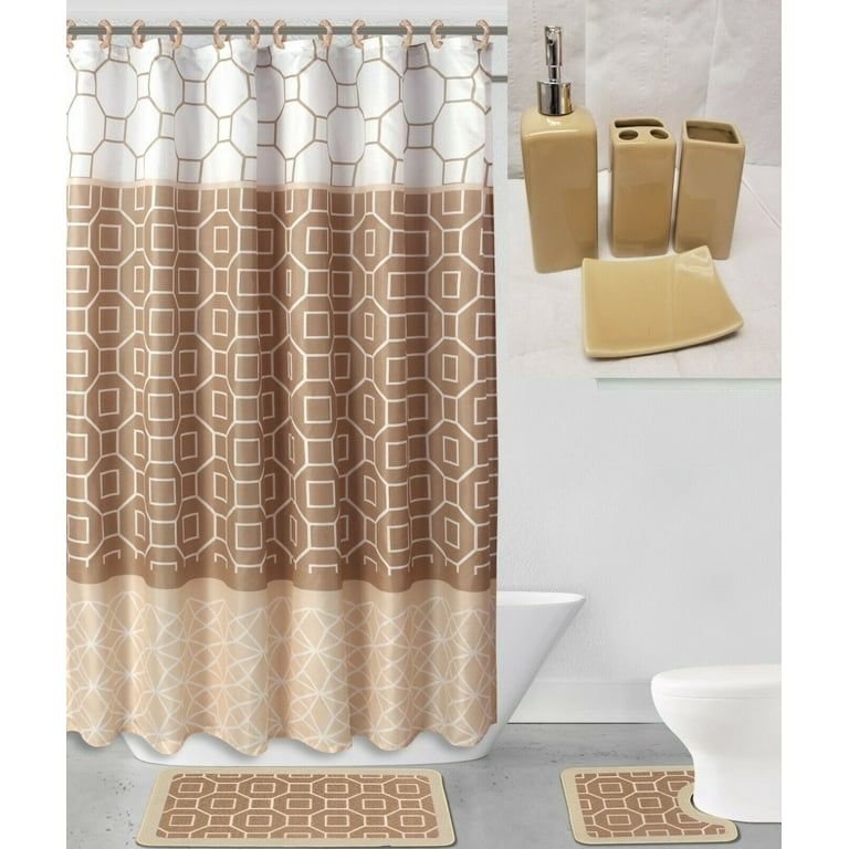 Bathroom sets with shower outlet curtain and rugs