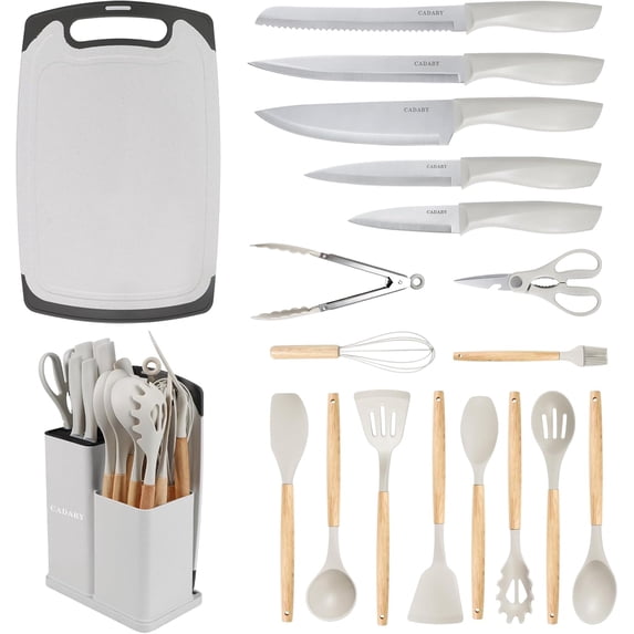 19-Piece Black Kitchen Cooking Utensils Set with Silicone Utensils ...