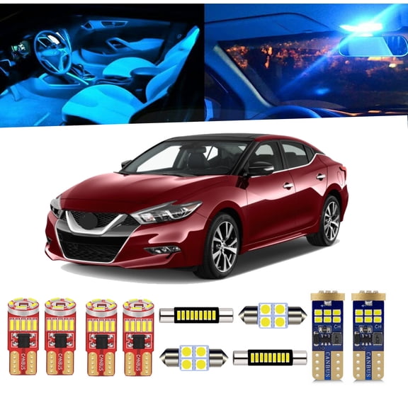 19 Piece Car Interior LED Lights Kit for Nissan Maxima 2009-2015 Dome Map Trunk Vanity Mirror Door Footwell Light Bulb+ Install Tool