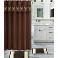 thumbnail image 1 of Chocolate Butterfly Print 19-Piece Bathroom Linen & Accessory Set with Non-Slip Rugs, Shower Curtain, and Matching Ceramic Accessories, 1 of 2