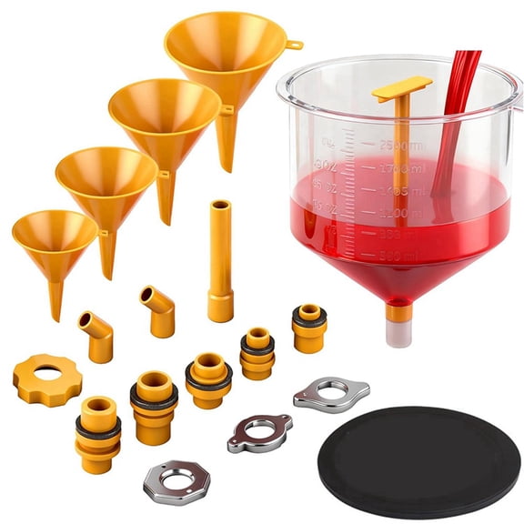 19-Piece No Spill Coolant Funnel Kit, Spill-Proof Radiator Bleeder Filling Set with Adapters for Universal Vehicle Use