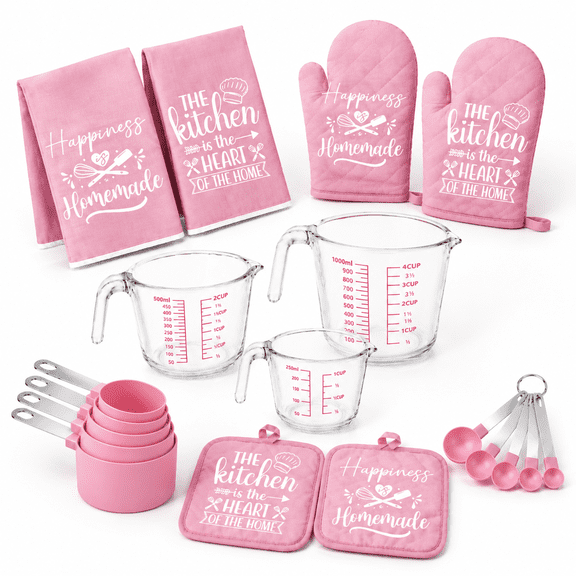 19 Pink Kitchen Decor And Accessories Set For Baking Cooking