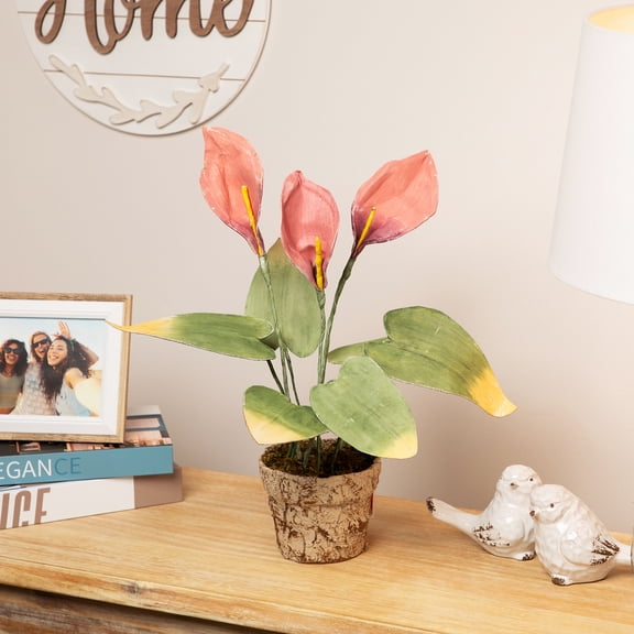 Northlight 19 Pink/Green Calla Lily Flower Artificial Spring Plant