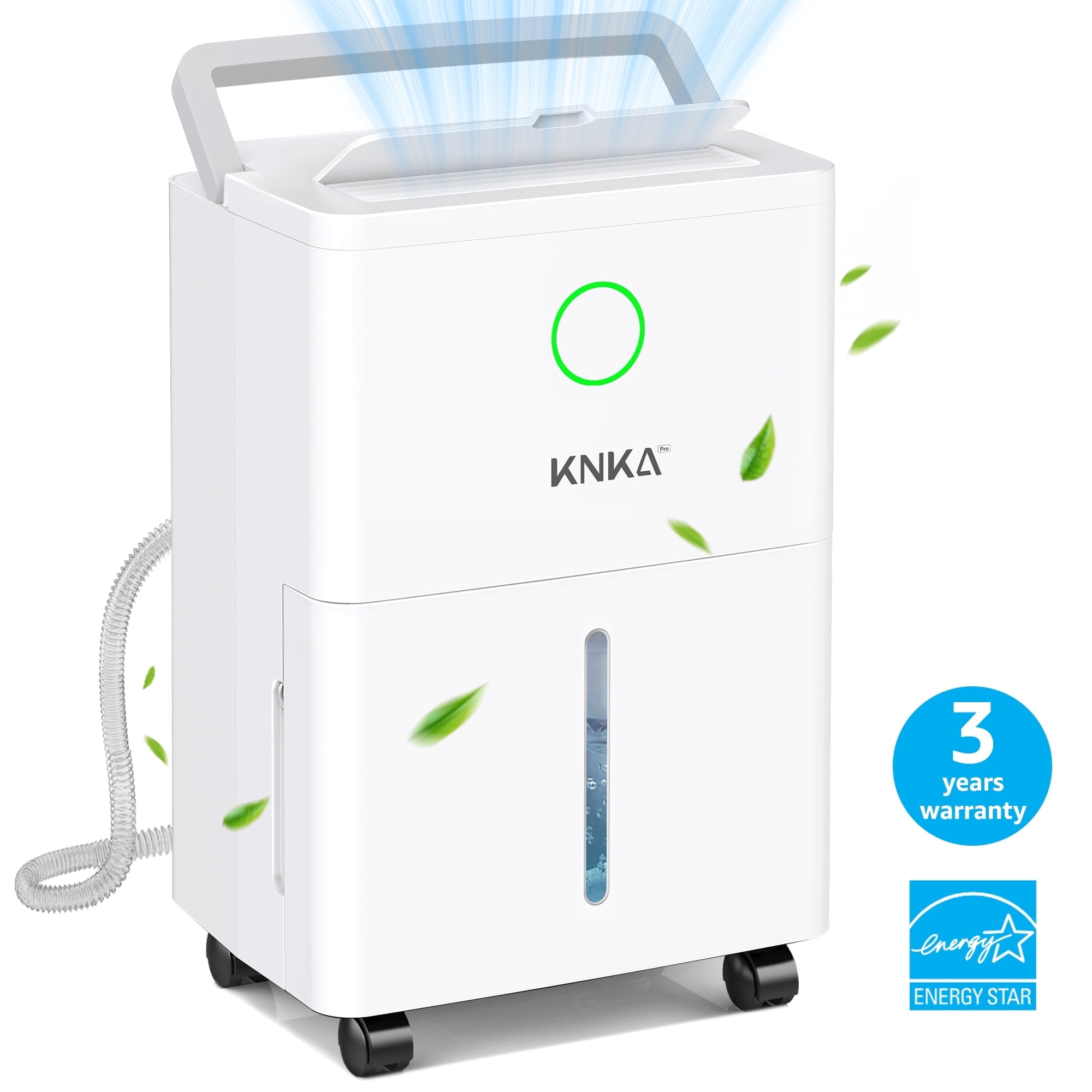 KNKA Pro Dehumidifier for Home with Drain Hose, MAX 19 pints/day, Dehumidifier for Basements, Continuous Drainage, Auto Humidity Control for Bedroom, Bathroom, RV