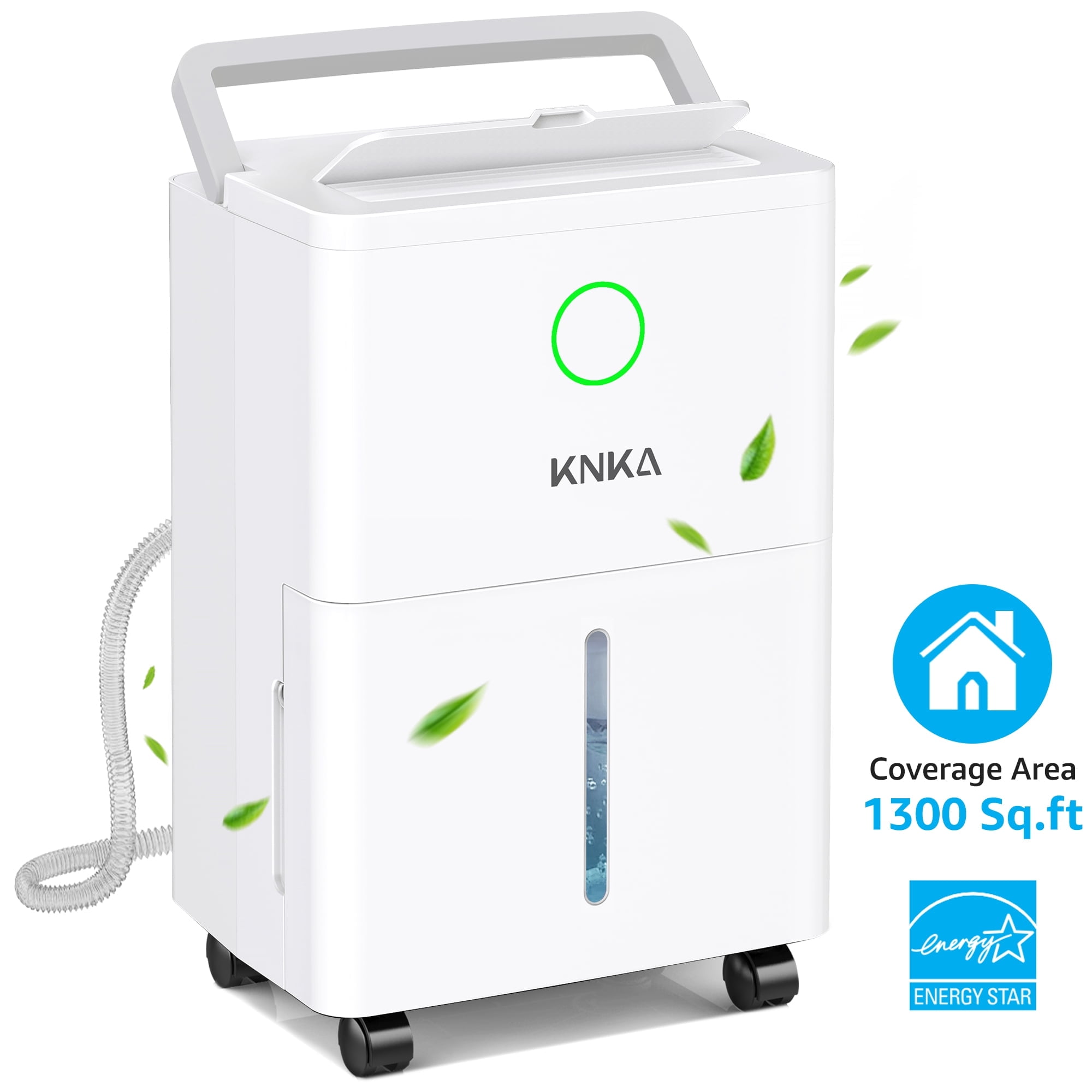 KNKA 19 Pints Dehumidifier for Home with Drain Hose, 1300Sq.Ft., Smart Humidity Control, LCD Display