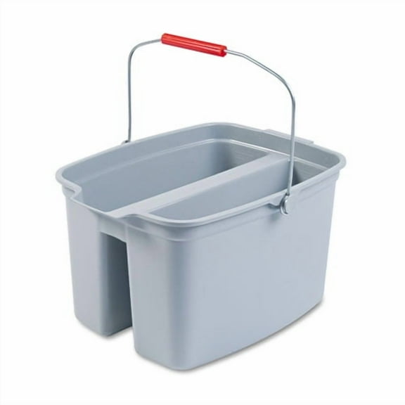 19 Quart Double Utility Pail, Plastic, Gray, 18 x 14.5 x 10 | Bundle of 2