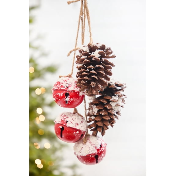 19" Red Bells & Pinecones Ornament