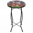 thumbnail image 1 of Northlight 19" Red Floral Poppies Glass Patio Side Table, 1 of 4