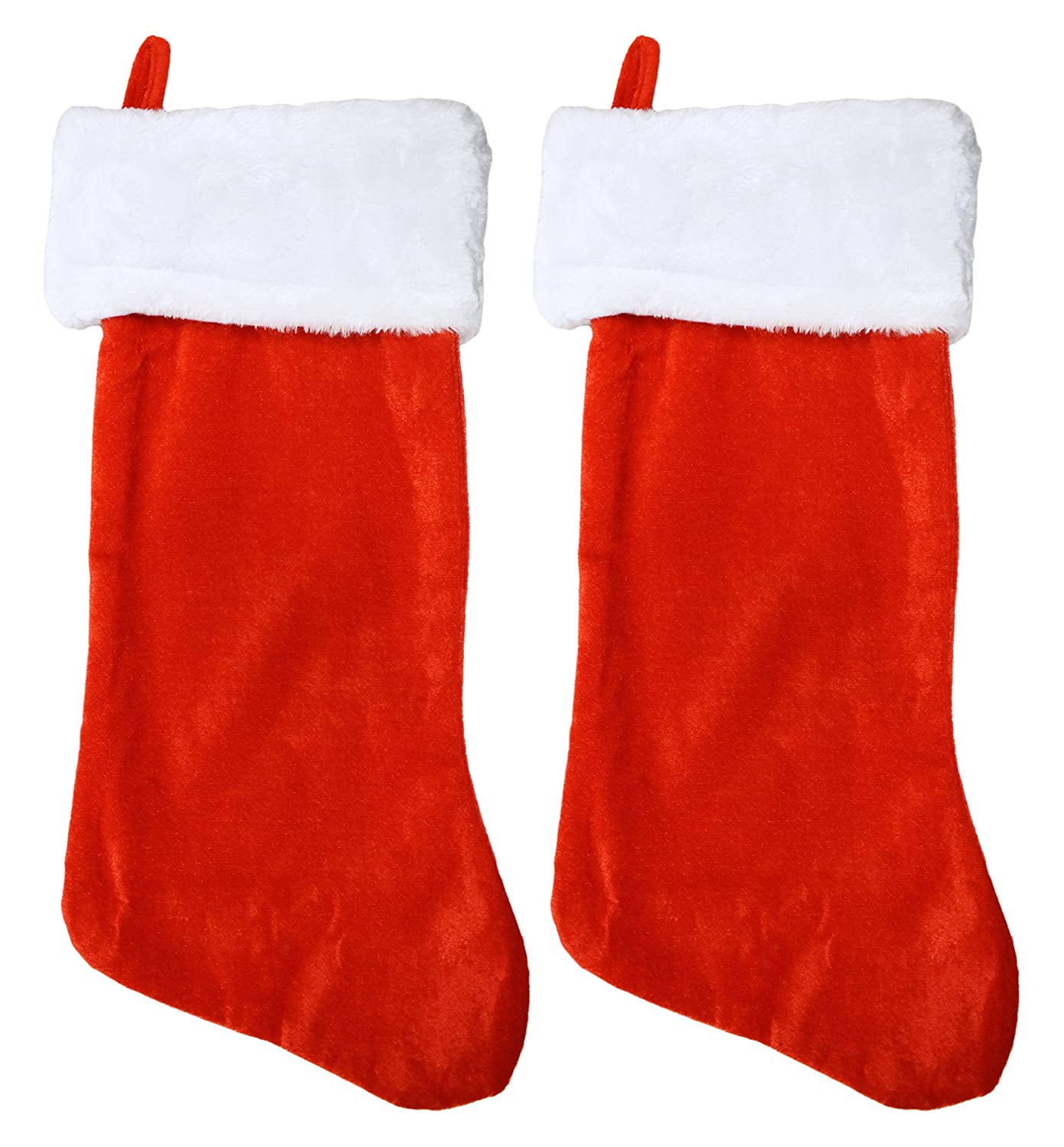 19'' Red Velvet Christmas Stocking with White Plush Cuff, 2 Pack