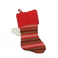 thumbnail image 1 of Northlight 19" Red and Green Sweater Knit Christmas Stocking with Pom Poms, 1 of 3