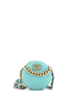 Pre-Owned 19 Round Clutch with Chain Quilted Leather By Rebag