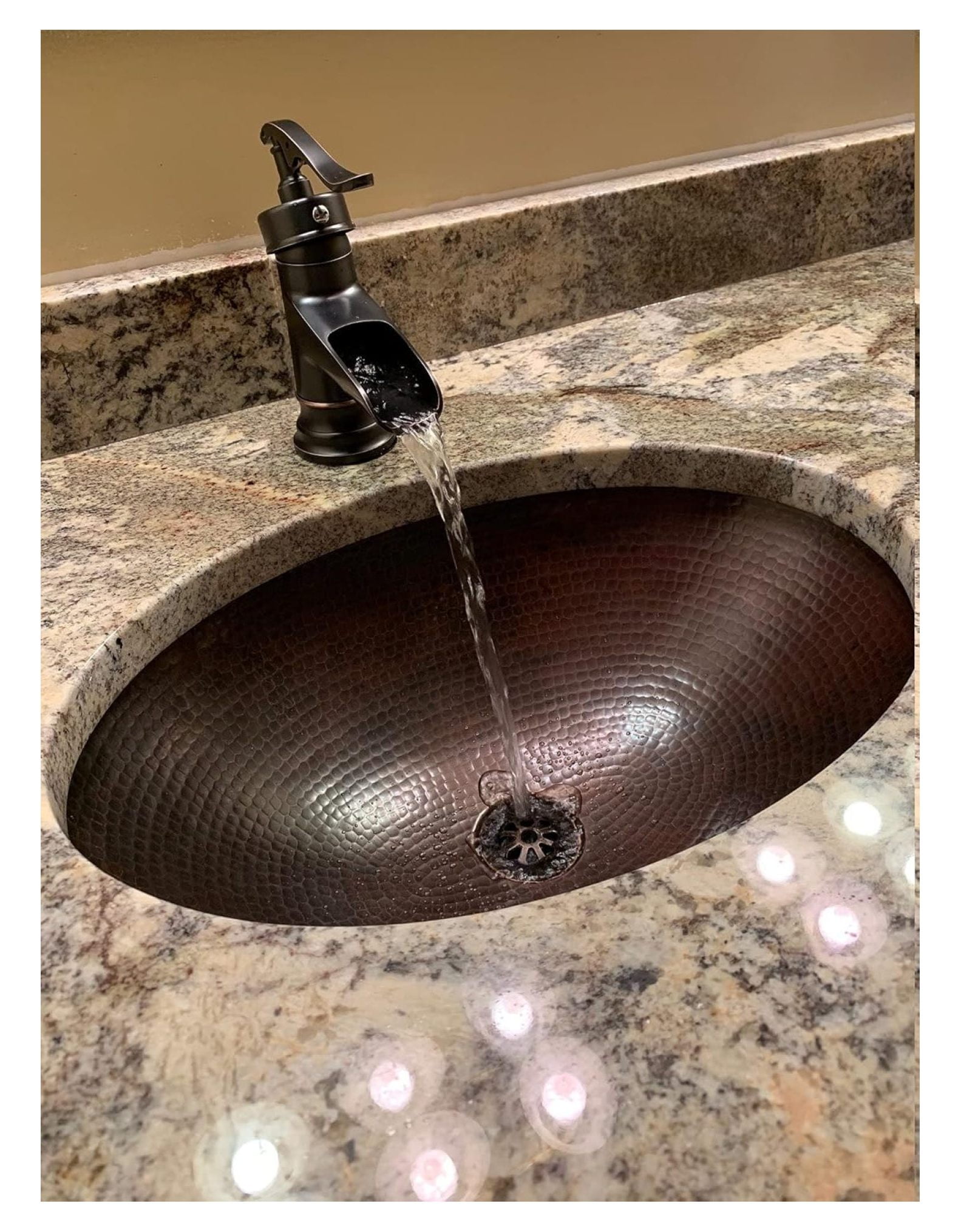 19" Rustic Oval Copper Bathroom Sink Dual Mount
