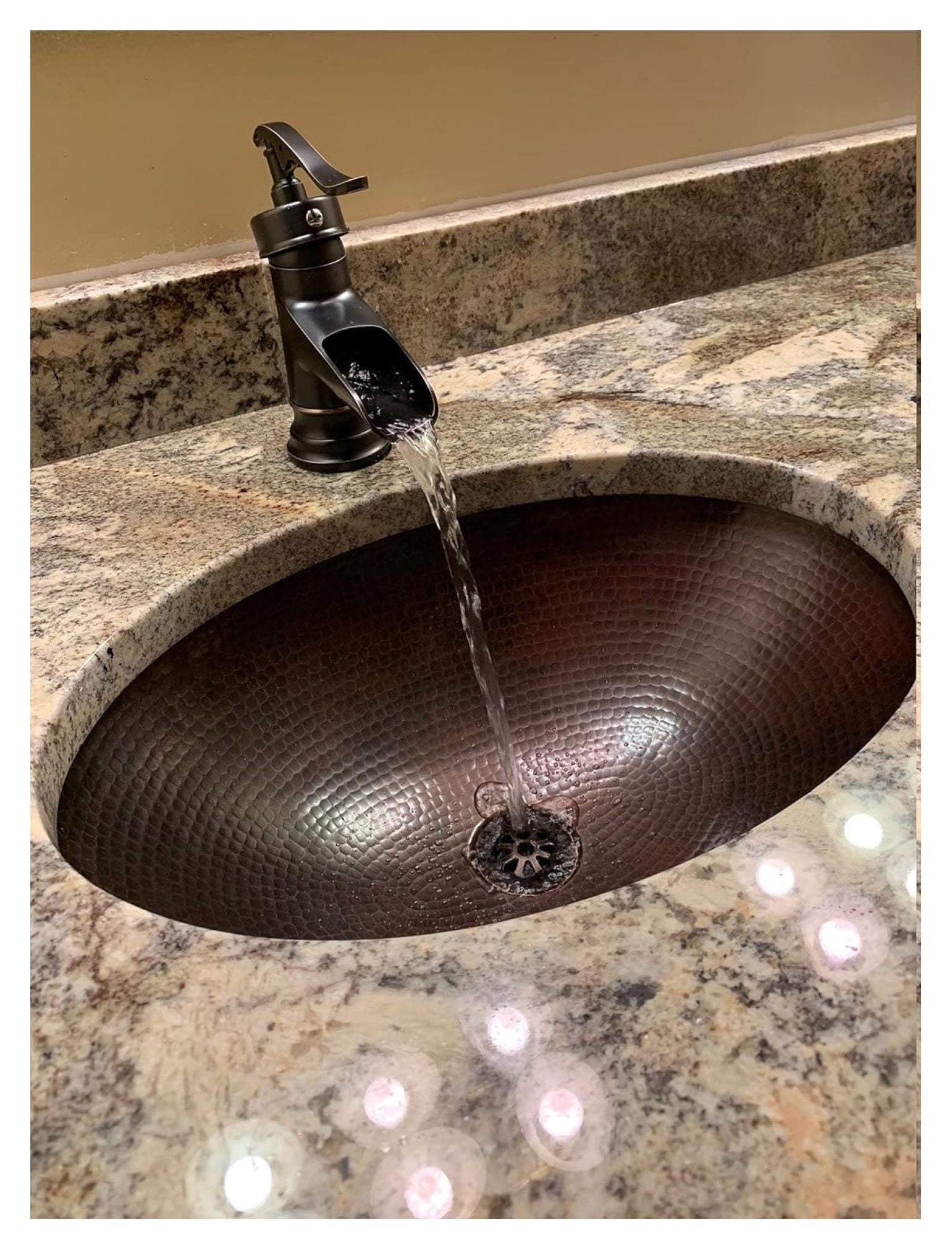 19" Rustic Oval Copper Bathroom Sink Dual Mount