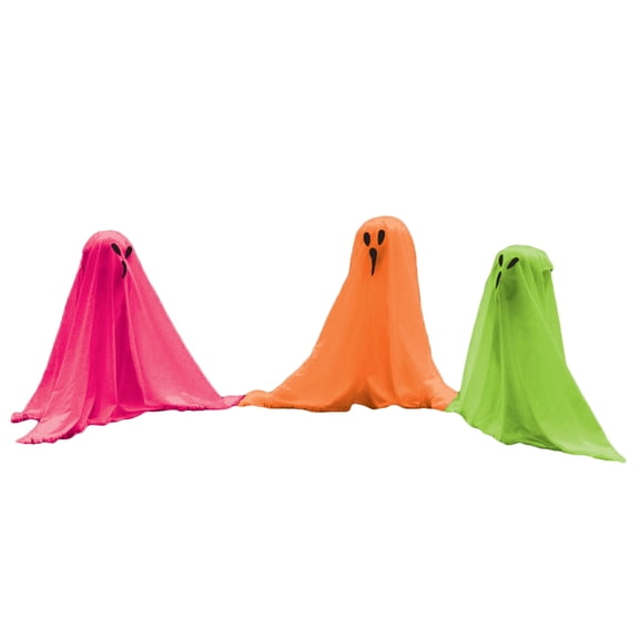 19" Small Neon Set Of 3 Ghosts Halloween Spooky Ghost Lawn Yard Decoration Decor