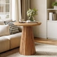 thumbnail image 1 of 19" Solid Wood Small End Table, Farmhouse Round Pedestal Side Table, 1 of 7