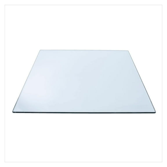 19" Square Clear Tempered Glass Table Top 3/8" Thick - Flat Polish Edge