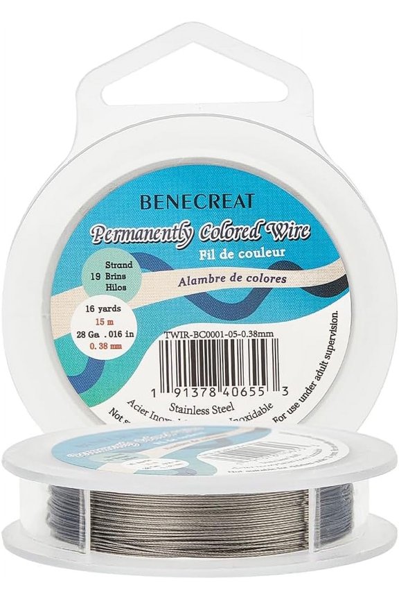 19 Strands Bead String Wire (0.015 inch/0.38mm 49FT) Nylon Coated Stainless Steel Beading Wire for Necklace Bracelet Making LightGray for DIY