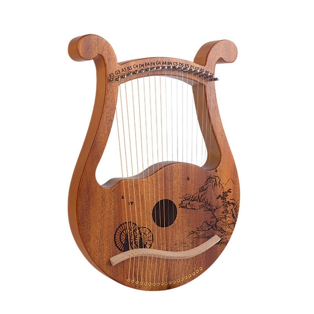 19 Strings Mahogany Lyre Harp Musical Instrument With Tuning Wrench ...