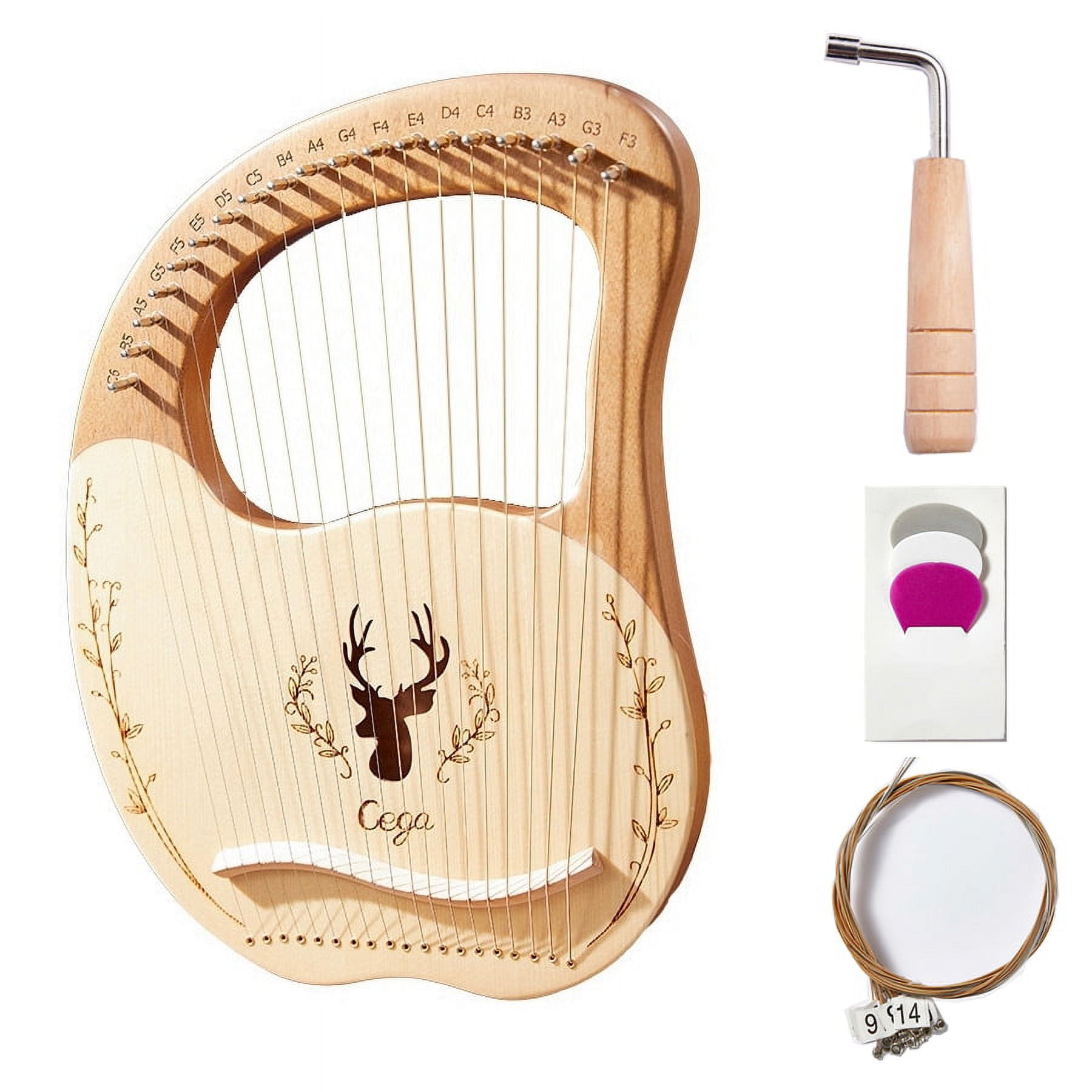 19 Strings Wooden Spruce Lyre Harp Stringed Musical Instrument Piano ...