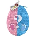 thumbnail image 1 of 19" Tall Easter Egg Pinata with Baby Footprints for Gender Reveal Party Pink & Blue Color Easter Party Supplie He or She Boy or Girl Easter Sunday Decorations What will our bunny be?, 1 of 2