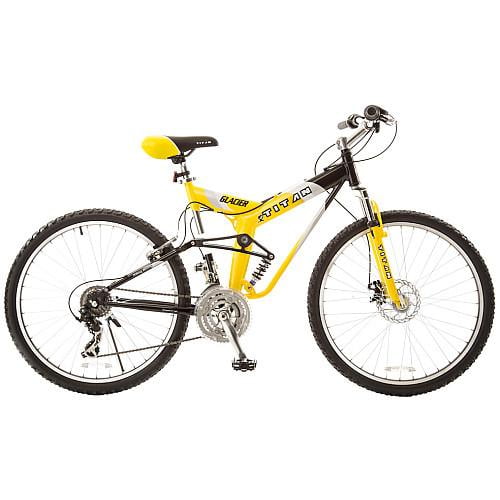 Bike USA 135-8018 Glacier PRO Alloy Dual Suspension All Terrain 21-Speed 19-Inch Frame Mountain Bike, Yellow & Black,