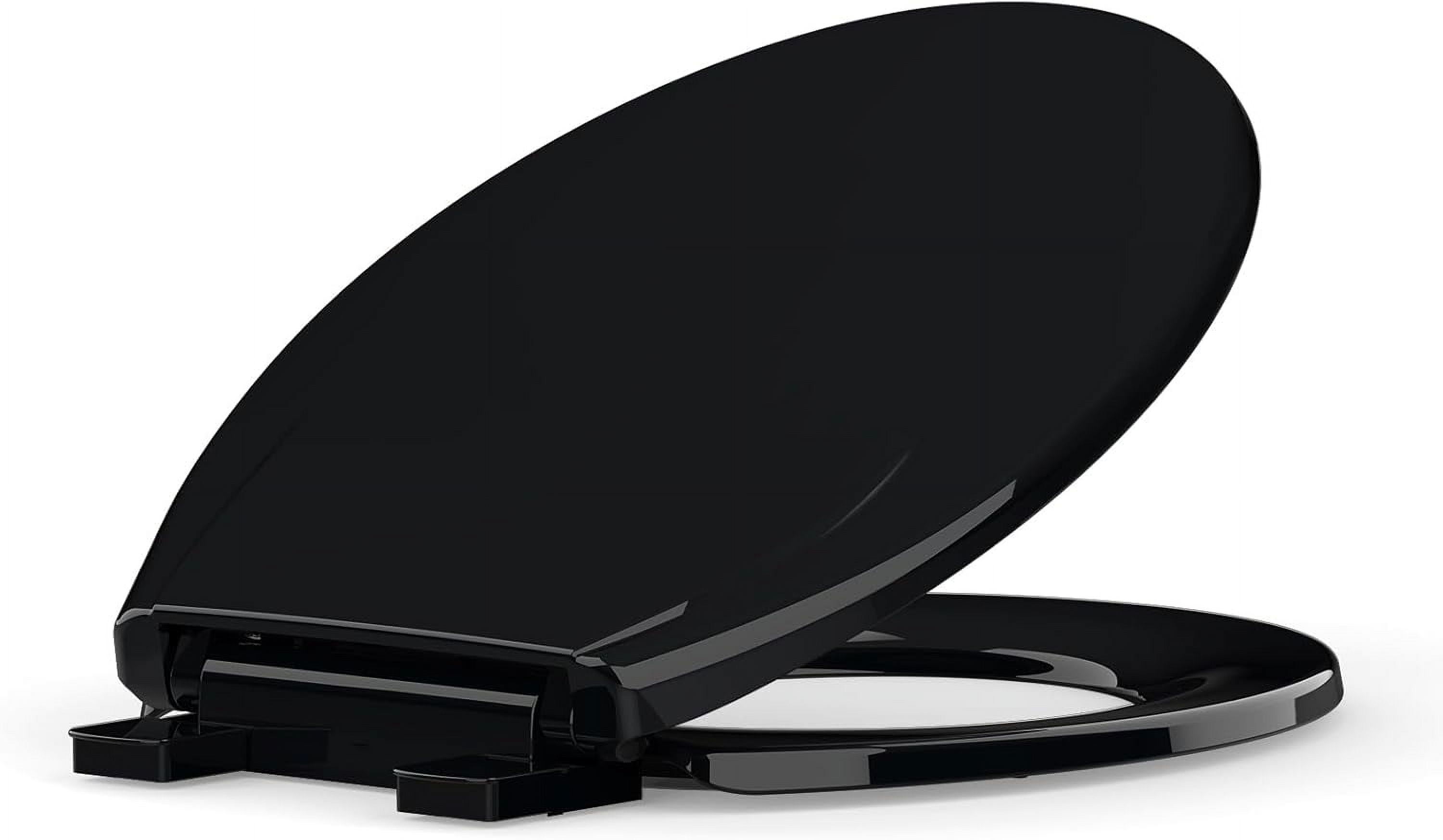 19" Toilet Seat Round,Toilet Seat with Quick-Release And Quick-Attach, Plastic Toilet Seat with Soft Close, Easy Install and Clean - Fits Most Round Toilets, Black