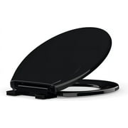 19" Toilet Seat Round,Toilet Seat with Quick-Release And Quick-Attach, Plastic Toilet Seat with Soft Close, Easy Install and Clean - Fits Most Round Toilets, Black