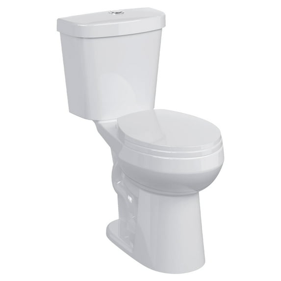 19" Toilet, Two-Piece Toilet, ADA Toilet with Dual Flush, Round Toilets for Bathrooms with Soft Close Seat, Universal Height with 1.28 Siphonic Flush Cotton White