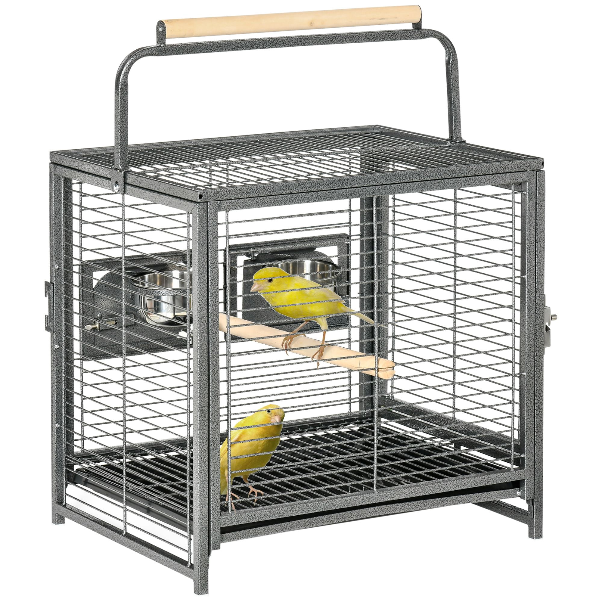 19" Travel Bird Cage Parrot Carrier with Handle Wooden Perch for ...