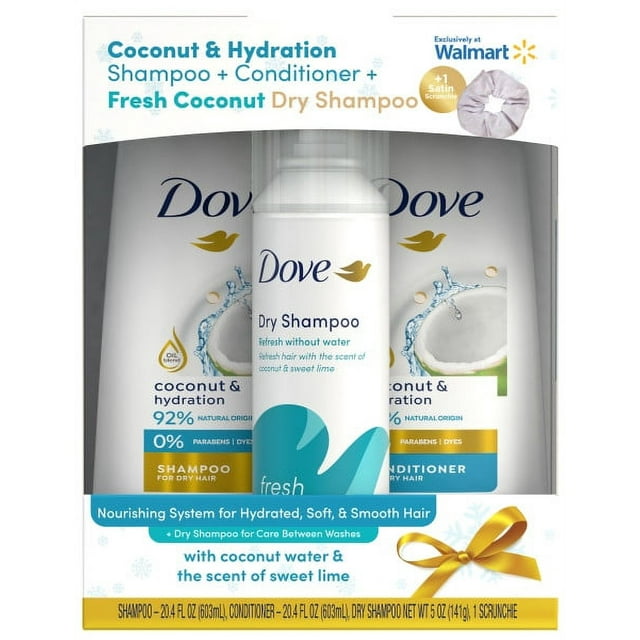 (19 VALUE) Dove Coconut & Hydration Shampoo & Conditioner Set with Dry