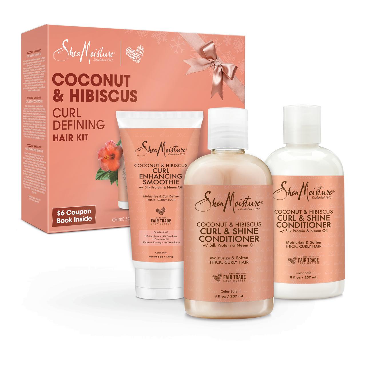 ($19 Value) SheaMoisture Coconut and Hibiscus Curl Defining Shampoo and Conditioner Gift Set, Phthalate Free, 3 Piece - image 1 of 3