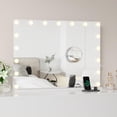 thumbnail image 1 of 19"Vanity Makeup Mirror with Led Lights 3 Color Modes Lighted Mirror 360°Rotation for Bedroom Tabletop Smart Touch Control White, 1 of 8