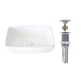 thumbnail image 1 of Stylish Vessel 19"W x 13 ⅜"D White Porcelain Rectangular Bathroom Sink with Pop Up Drain P-220D, 1 of 11