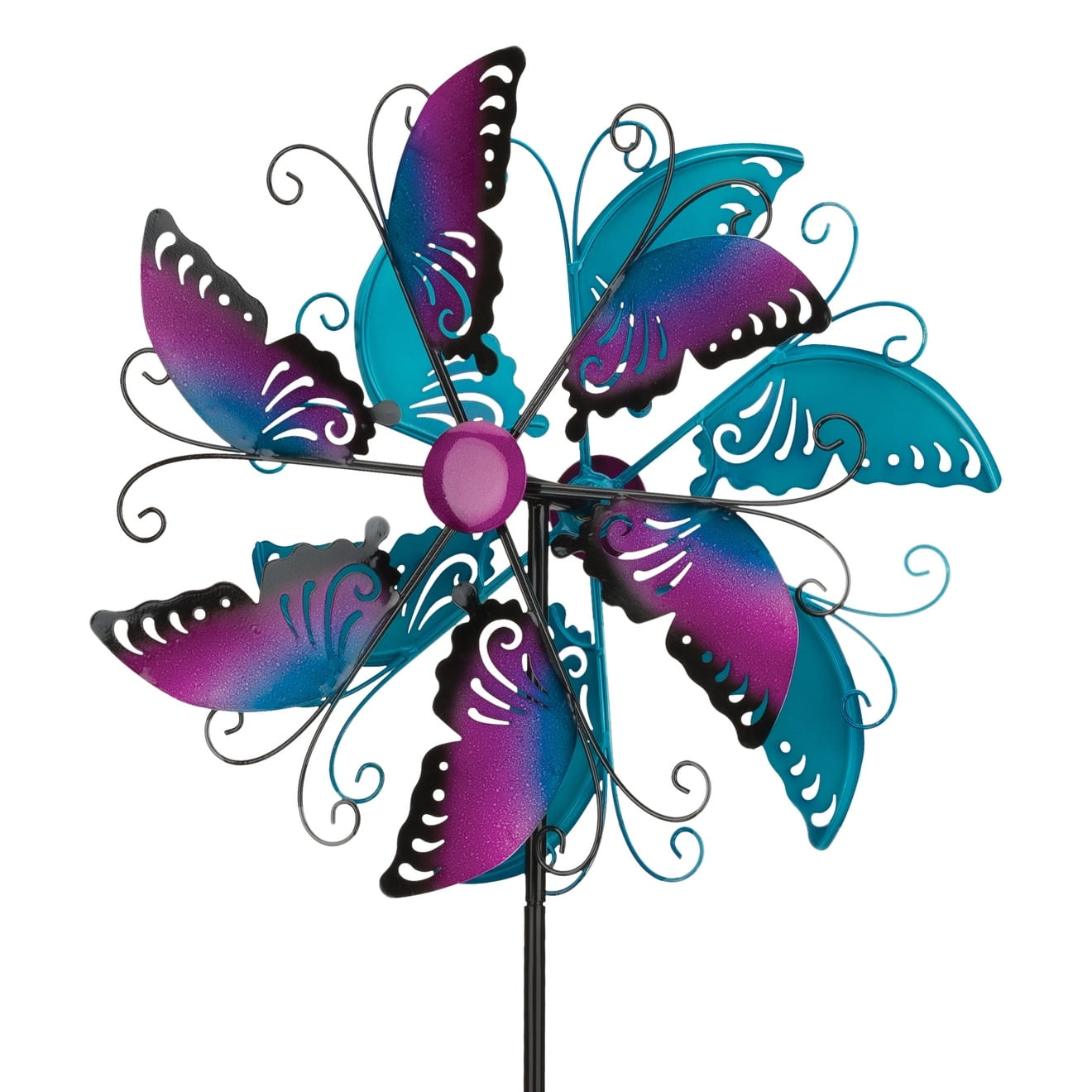19" Magenta and Blue Metal Butterfly Wind Spinner