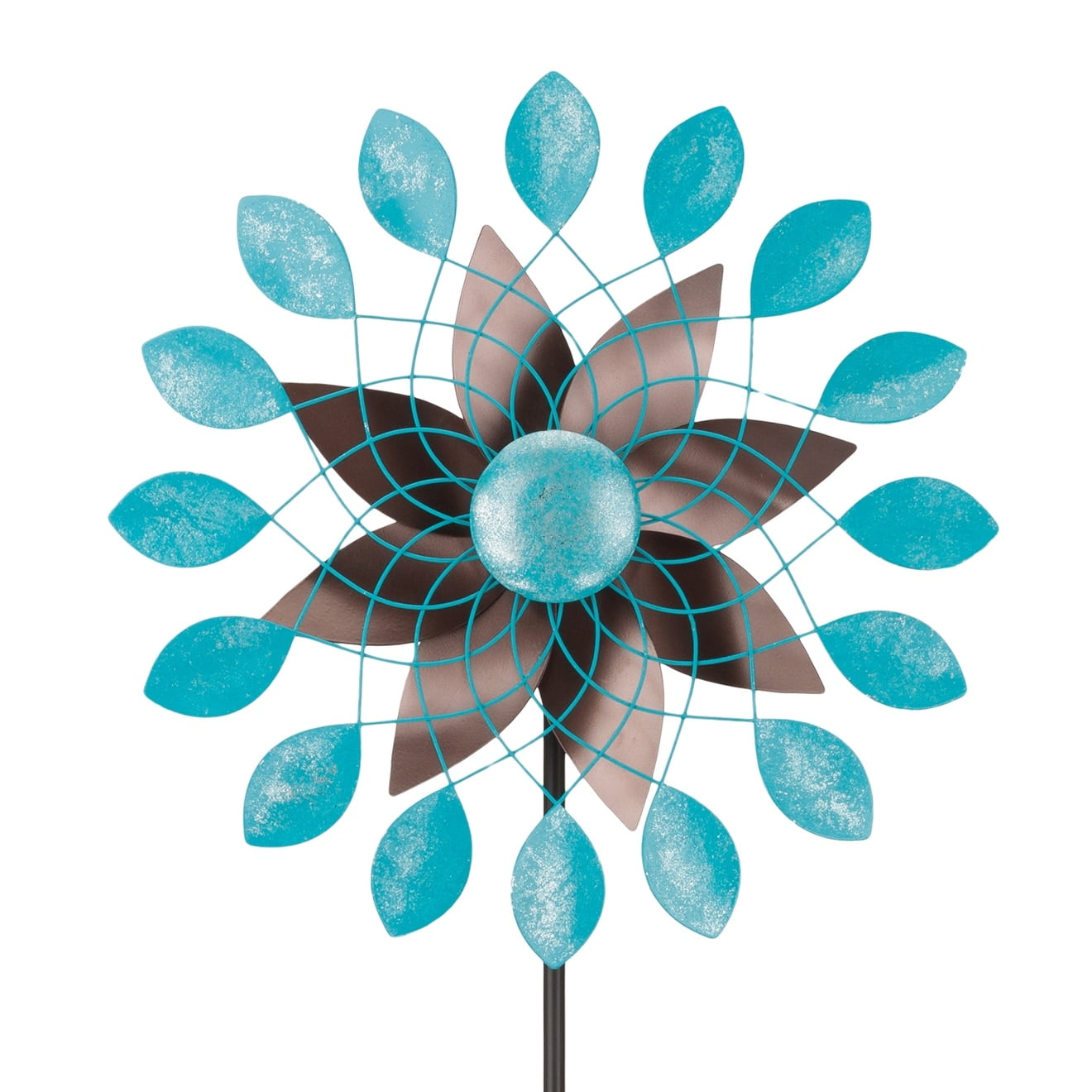 Geo Light Blue and Silver Leaf Outdoor Wind Spinner