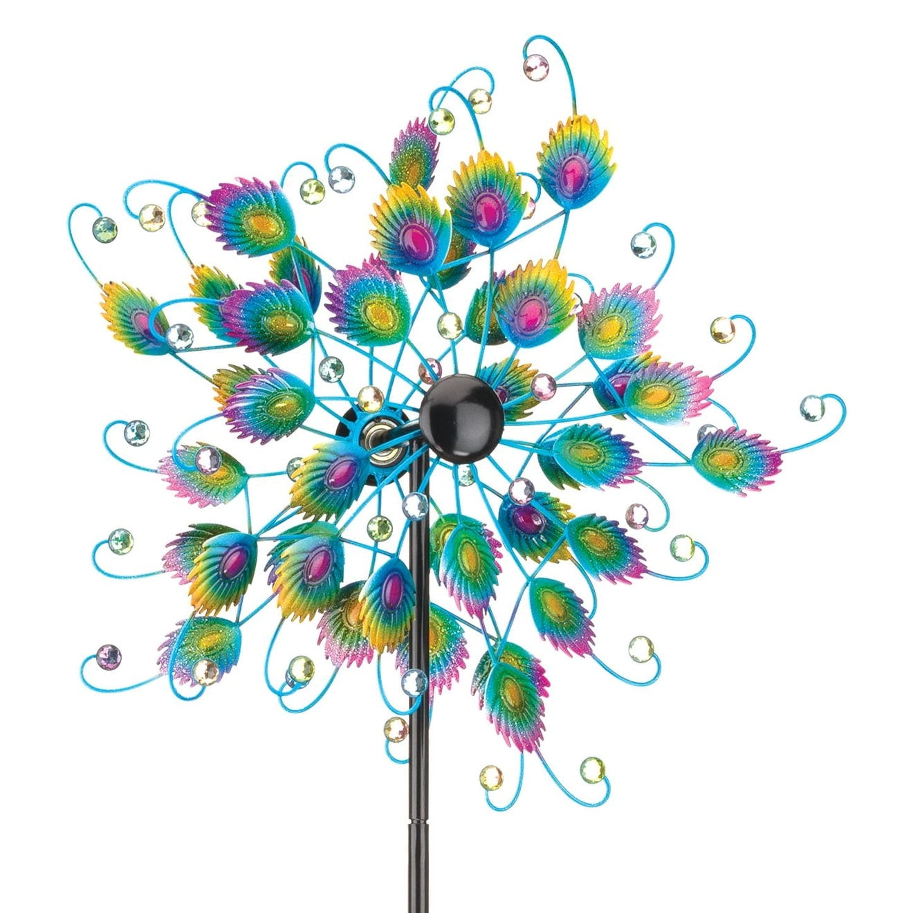 19 Inch Multicolor Metal Peacock Wind Spinner