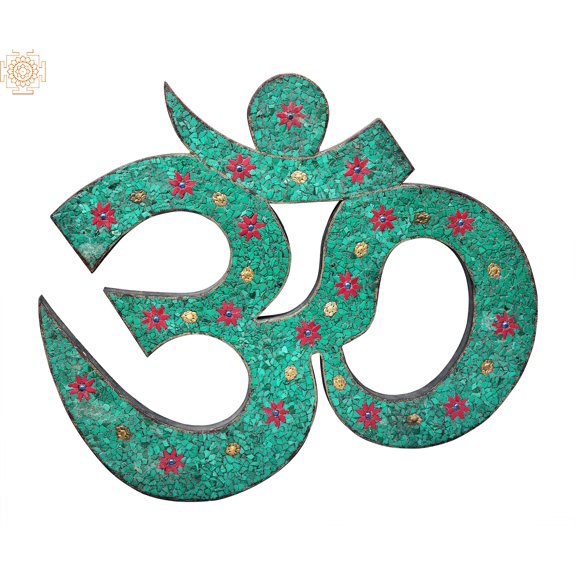 19" Wooden OM Wall Hanging Statue with Inlay Work | Handmade | Made in India