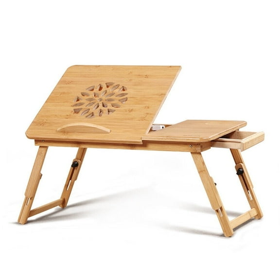 CHZIMADE 19 X 11 inch Bamboo Folding Bed Lap Desk, Adjustable Portable Laptops Tray Stand for Home