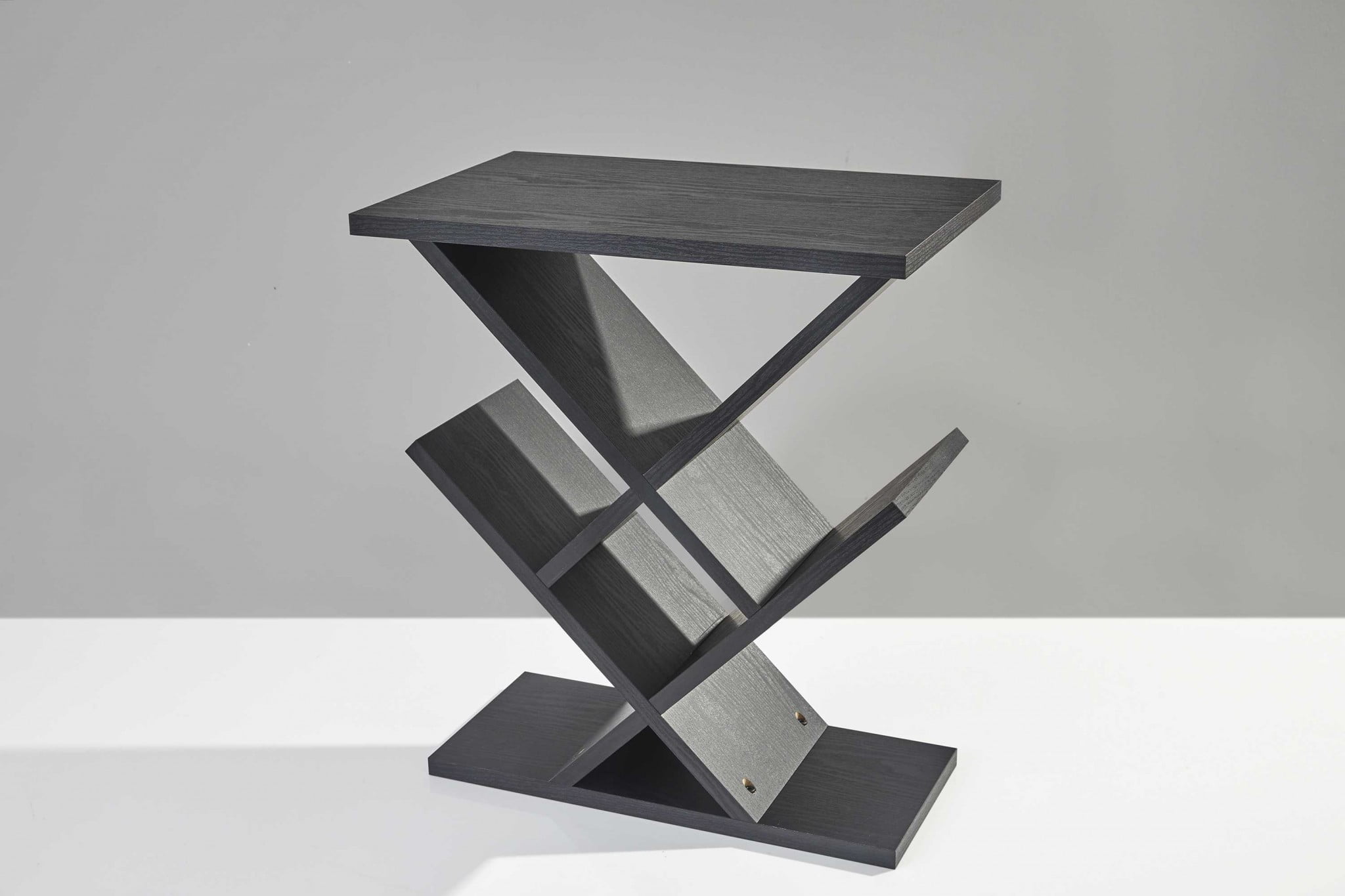 Black Wood and Metal Rectangular Accent Table