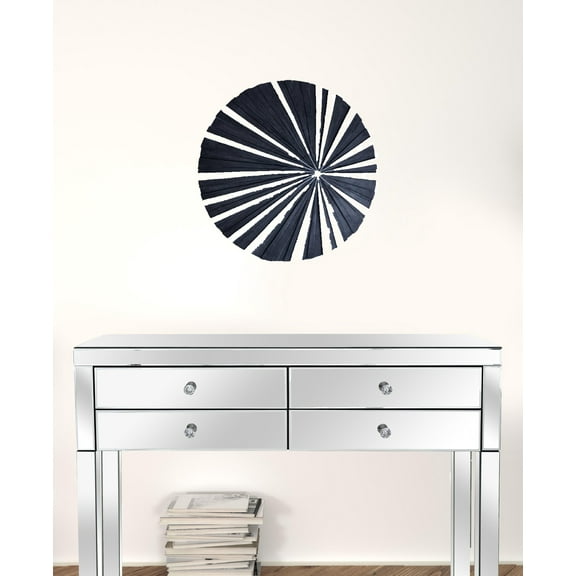 Home Roots Beddings 274928 Sandstone Fine Polished Round Wall Decor with Stardust Ribbed Finish, Gray - 19 x 2 in.