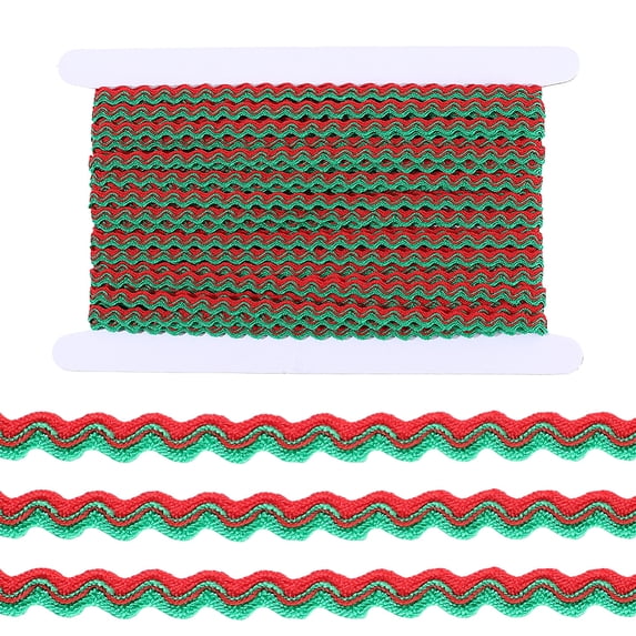 19 Yards Rick Rack Trim RIC Rac Wave Bending Fringe Ribbon 1/4 Inch Two Tone Zig Zag Red Green Woven Fabric