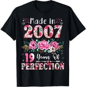19 Year Old Made in 2007 Floral 19th Birthday Women T-Shirt