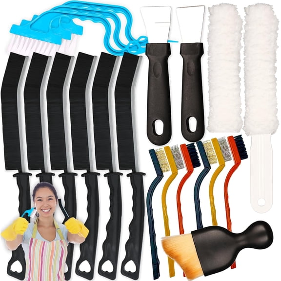 19 count Small Crevice Cleaning Brush Set, Groove Gap Cleaning Tool for Cleaning Kitchen, Bathroom, Corner, Sink, Door, Blinds, Faucets, Window Track,Cup