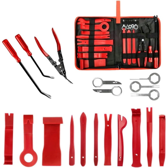 19 count Trim  Set,  Panel Door Audio Trim  Kit for Automotive  Clip Pliers Fastener Remover Nylon Tool Set  Dash Radio Audio Installer with Storage Bag