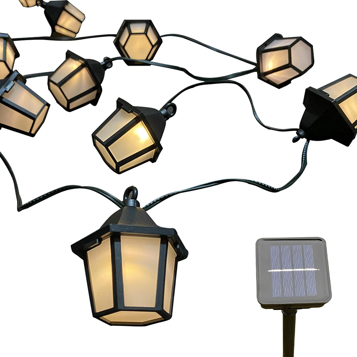 19 feet 20 LED Outdoor Solar String Lantern Lights Warm White 8 Modes