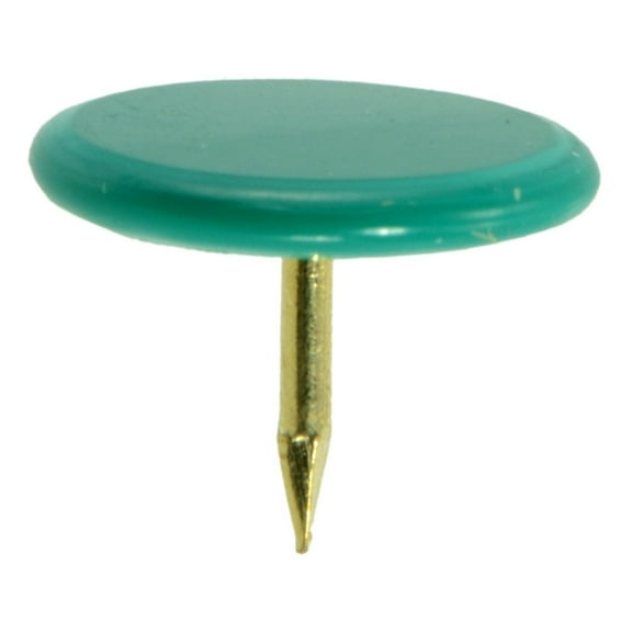 19 gauge x 0.3" Green Brass Thumb Tacks