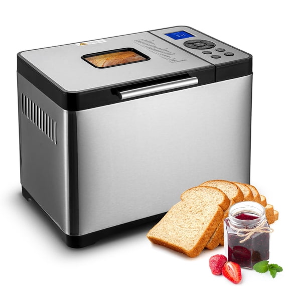 19-in-1 2LB Automatic Bread Maker Machine with Gluten Free Setting Nonstick Ceramic Pan Digital Programmable for Whole Wheat Bread 3 Loaf Sizes 3 Crus