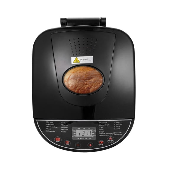 19-in-1 Automatic Bread Maker, 2 LB Programmable Digital Dough Machine with Nonstick Ceramic Pan, 3 Loaf Sizes & 3 Crust Shades, Gluten Free & Whole Wheat Bread Baking Functions